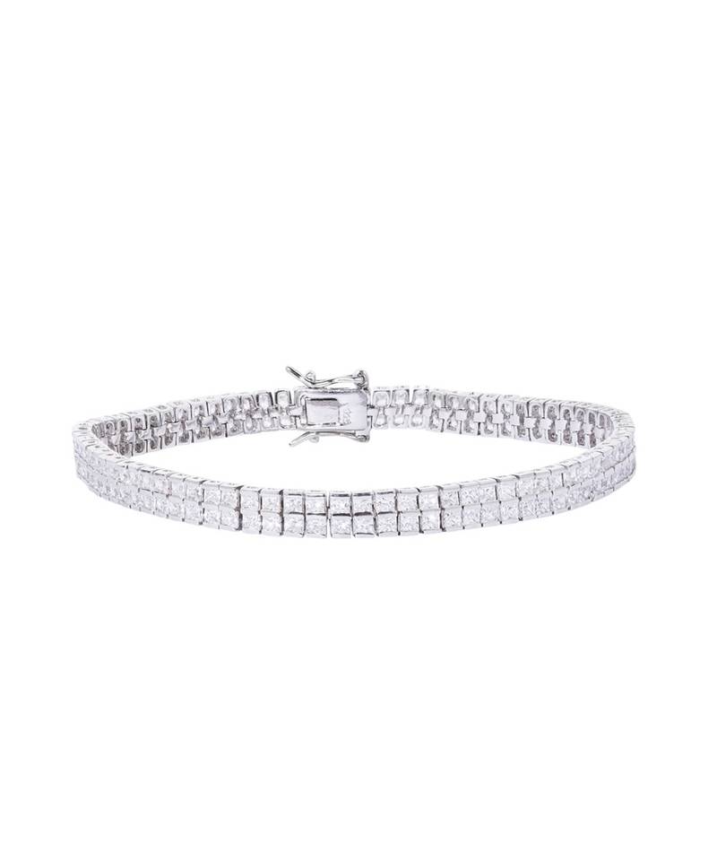 2 Row Princess Cut Solitaire Tennis Bracelet