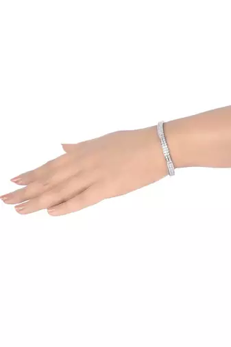 2 Row Princess Cut Solitaire Tennis Bracelet