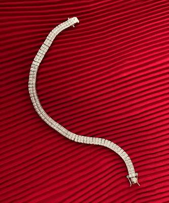 2 Row Princess Cut Solitaire Tennis Bracelet 4