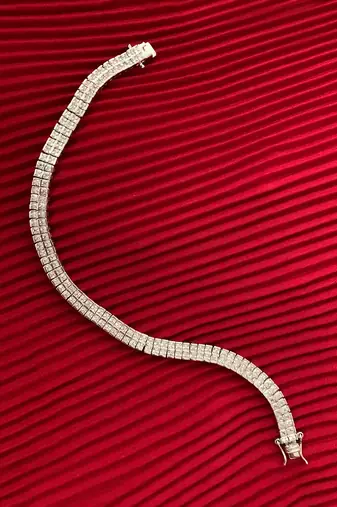 2 Row Princess Cut Solitaire Tennis Bracelet