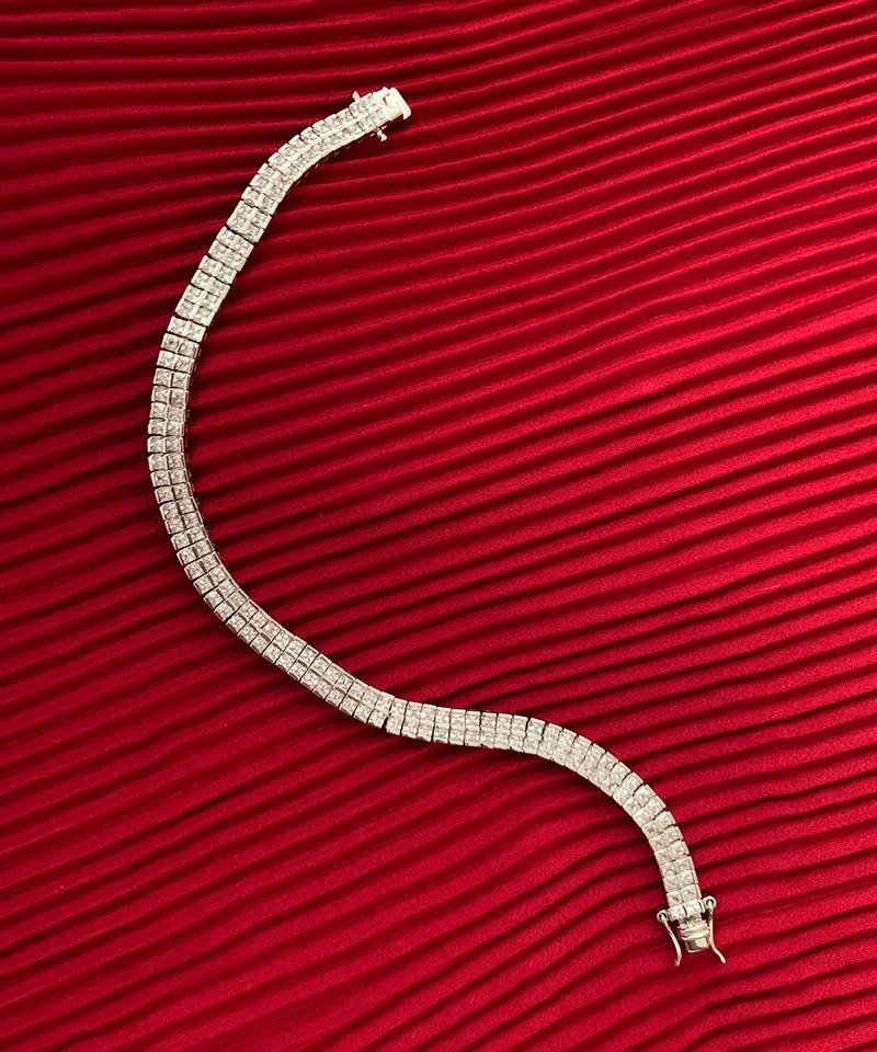 2 Row Princess Cut Solitaire Tennis Bracelet