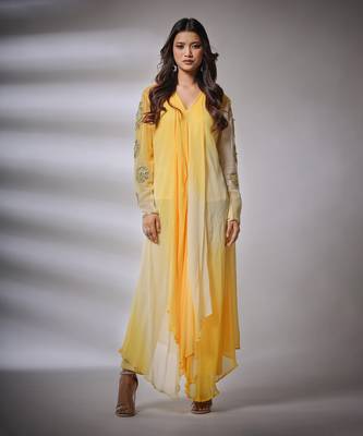 Haseena Leheriya Set In Yellow 1