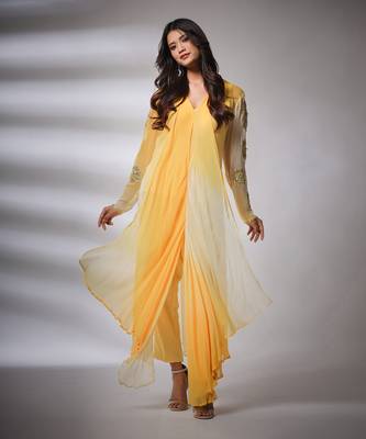 Haseena Leheriya Set In Yellow 2