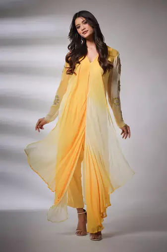Haseena Leheriya Set In Yellow