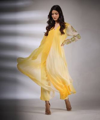 Haseena Leheriya Set In Yellow 3