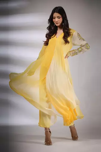 Haseena Leheriya Set In Yellow