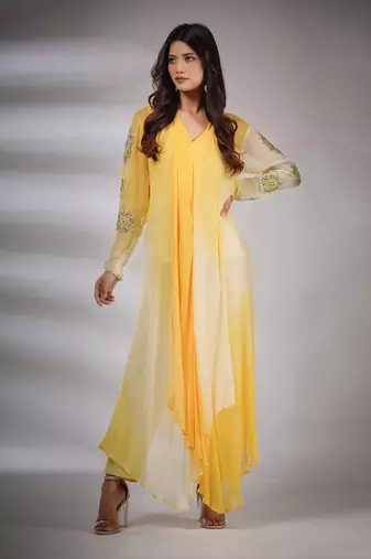 Haseena Leheriya Set In Yellow