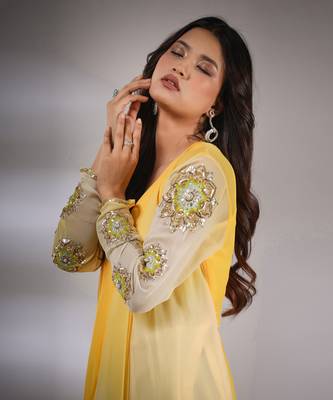 Haseena Leheriya Set In Yellow 5