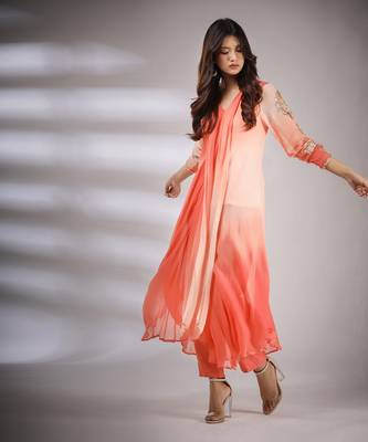 Haseena Leheriya Set In Peach 2