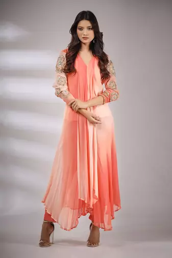 Haseena Leheriya Set In Peach