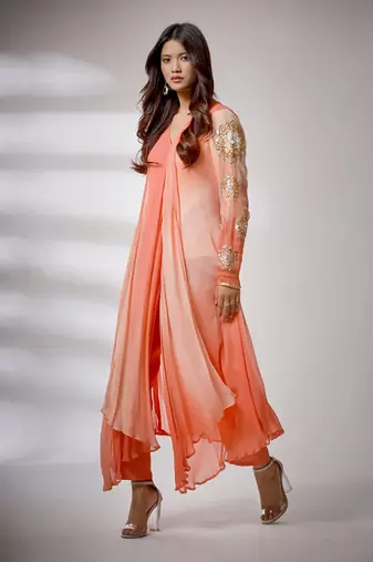 Haseena Leheriya Set In Peach