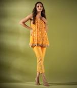 Haseena Phool Jaal Gota Patti Tunic Pants Co-Ord Set In Mnago Yellow