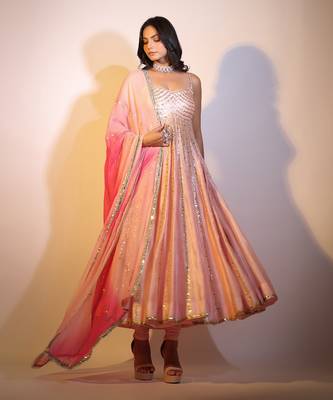 Haseena Baby Pink Bareek Gota Anarkali Set 1