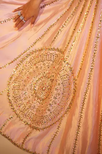 Haseena Baby Pink Bareek Gota Anarkali Set