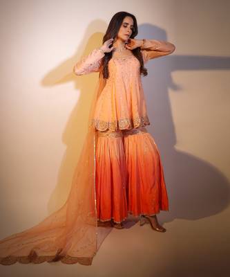 Haseena Peach Rang Sharara Set 2