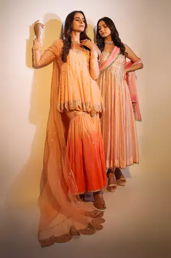 Haseena Peach Rang Sharara Set