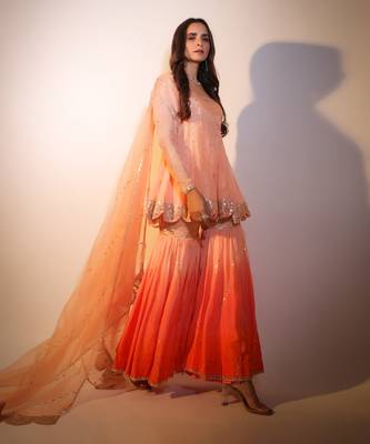 Haseena Peach Rang Sharara Set 4