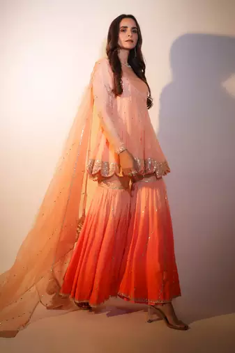 Haseena Peach Rang Sharara Set