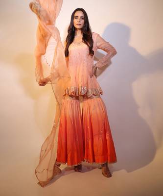 Haseena Peach Rang Sharara Set 5