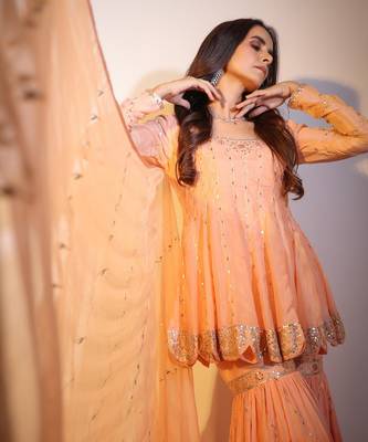 Haseena Peach Rang Sharara Set 7