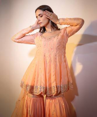 Haseena Peach Rang Sharara Set 8