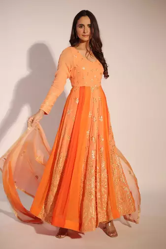Haseena Or-Peach Anarkali Set