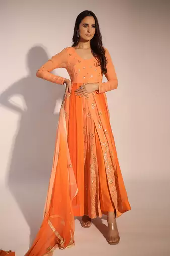 Haseena Or-Peach Anarkali Set