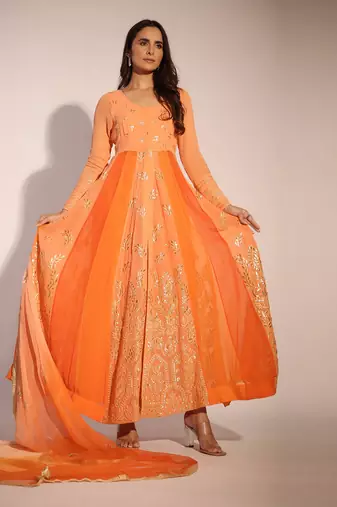 Haseena Or-Peach Anarkali Set