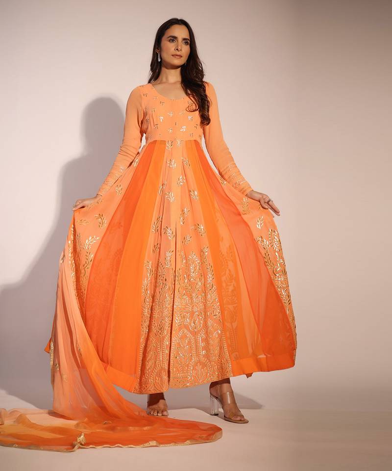 Haseena Or-Peach Anarkali Set