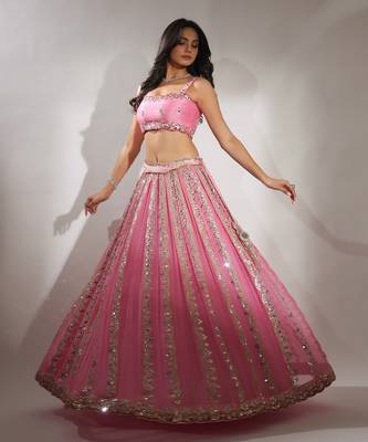Haseena Noor Darpan Lehenga Set In Candy Pink 4