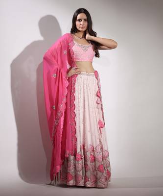 Haseena Baby Pink Pearl Droplet Lehenga Set 4