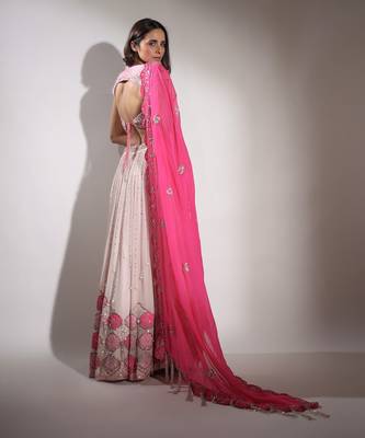Haseena Baby Pink Pearl Droplet Lehenga Set 6