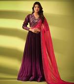 Haseena Mirror Work Lehenga In Shades Of Aubergine And Purple