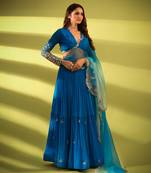 Haseena Cobalt Blue Tier Lehenga Set