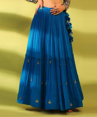 Haseena Cobalt Blue Tier Lehenga Set 2
