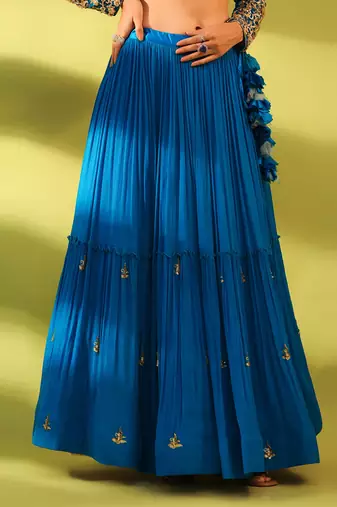 Haseena Cobalt Blue Tier Lehenga Set