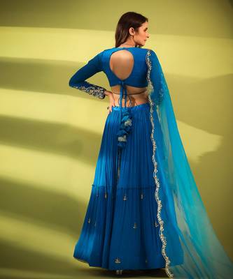 Haseena Cobalt Blue Tier Lehenga Set 6