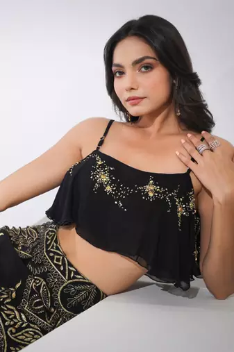Haseena Kohl  Black Top Skirt Set