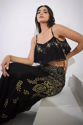 Haseena Kohl  Black Top Skirt Set
