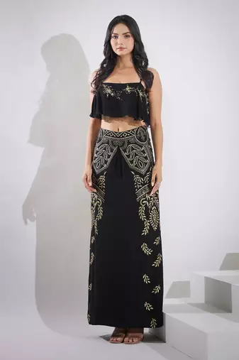 Haseena Kohl  Black Top Skirt Set