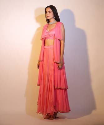 Haseena Tier Jacket 3 Pc. Set In Bubblegum Pink 1