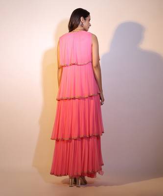 Haseena Tier Jacket 3 Pc. Set In Bubblegum Pink 5