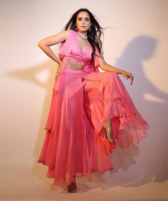 Haseena Tier Jacket 3 Pc. Set In Bubblegum Pink 7