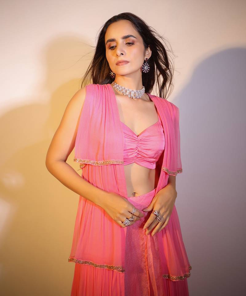 Haseena Tier Jacket 3 Pc. Set In Bubblegum Pink