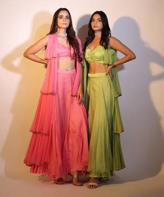 Haseena Tier Jacket 3 Pc. Set In Bubblegum Pink 9