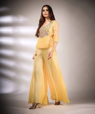 Haseena Folk Co-Ord Set In Butter Cream Yellow 4
