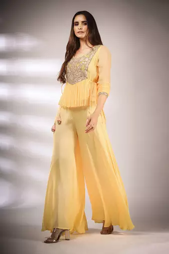 Haseena Folk Co-Ord Set In Butter Cream Yellow