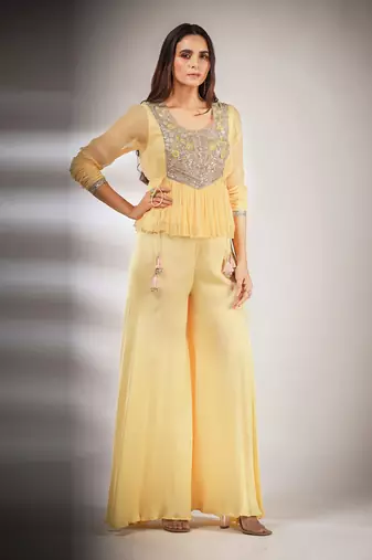 Haseena Folk Co-Ord Set In Butter Cream Yellow