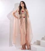 Haseena Caramel Brown Drape Skirt Set