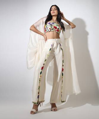 Haseena Ivory Cape & Flutter Pants Set 4